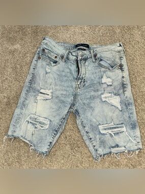 Aeropostale Light Wash Distressed Denim Shorts